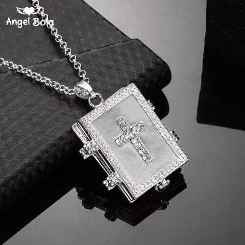 Expanding Cross Locket Necklace Silver Color Trendy Jewelry Memory Photo Locket Necklaces Pendants for Women/Men Gift