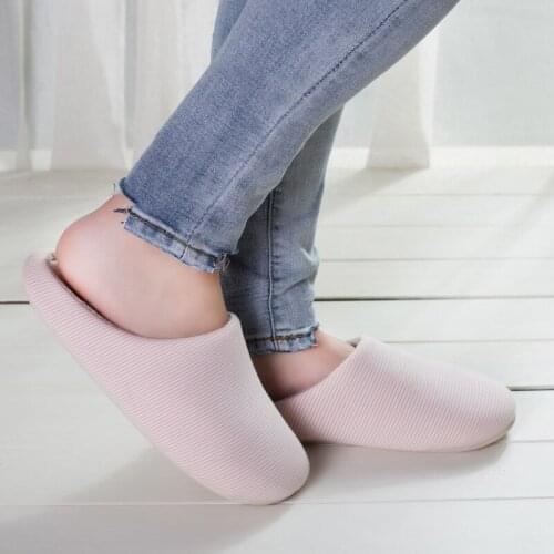 SunNY Everest couple slipper women home indoor floor cotton slipper mute non-slip soft sole stripe plus size 46