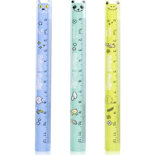Cute Cartoon Plastic Straight Ruler Students Stationery Animals Shape 12cm Rulers Drawing Learning Supplies for School Office