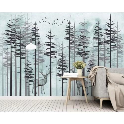Nordic fresh woods deer silhouette rural 3d wallpaper,living room tv sofa wall kitchen bedroom cafe wall papers home decor mural