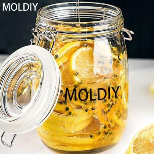 MOLDIY 2Pcs/lot Glass Bottle Sealed Jar With Lid Integrated Kitchen Multigrain Food Storage Box Fruit Honey Lemon Can