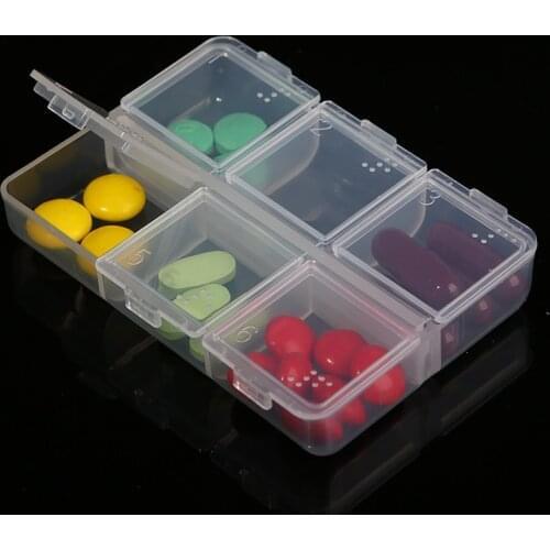 Travel Pill Cases For Blind Empty 6 Cells Drug Tablet Container Braille Pills Medicine Dispenser Storage Case Boxes Organizer