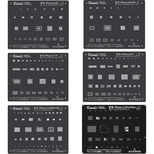 Qianli Black Plus BGA Reballing Stencil for Phone 11 Pro MAX XS XR XSMAX 8 6P NAND IC Chip Soldering Repair Square Hole Stencil