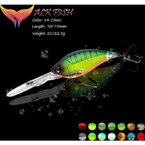 WALK FISH 70mm/75mm Floating Crank Fishing Lure Wobbler 3D Eyes Fishing Baits Artificial Hard Fishing Bait Swimbait Fishing Tool