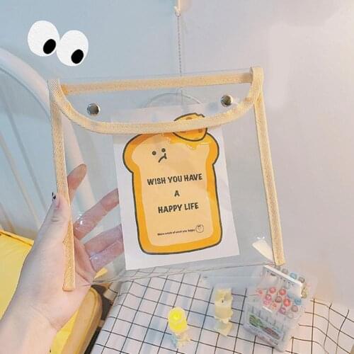 Japanese Snap Large Capacity Stationery Storage Bag Simple Transparent 20x22cm Big Waterproof Pvc Cosmetic Organizer Bag