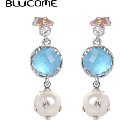 Blucome Clearance Crystal Drop Earring Simulated Pearl Long Dangle Earrings For Women Girl Holiday Party Ear Accessories Jewelry