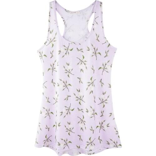Sleepwear Summer Night Dress Women Robes Nightgown Home Clothes 2019 Floral Print Sleeveless Round Neck Ladies Sleep Dress