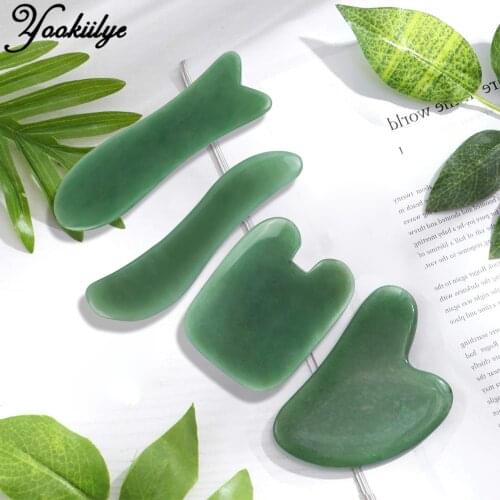 1pc Natural Aventurine Jade Stone Guasha Massage Tool Acupuncture SPA Therapy Gua Sha Massager Scraping Board for Face Back Body
