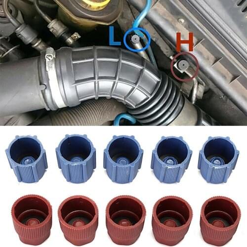 10Pcs Car A/C System Car Air Conditioner Refrigerant Dust Cover Valve Core Caps Side Port Caps Auto valve dust protection Access