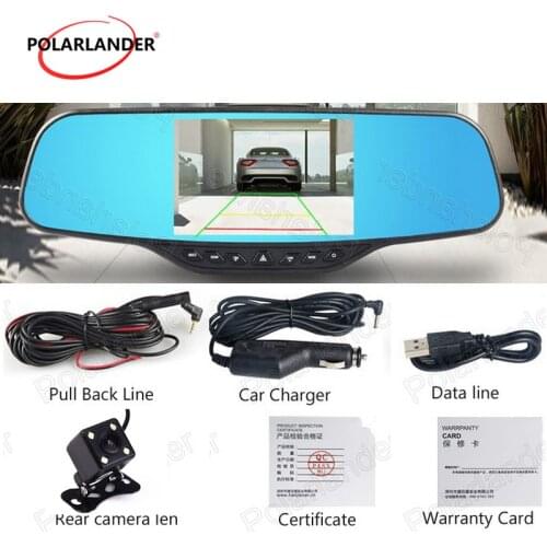 4.3 Inch Rearview Mirror Car DVR Dual Lens Registrar Camcorder with rear camera night vision dash cam black box