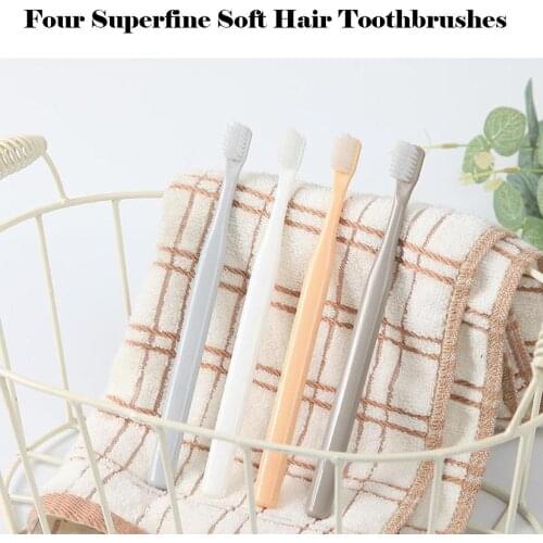 4pcs/set Portable Travel Toothbrush Soft Bamboo Charcoal Handle Oral Care Nano-antibacterial Family Set Toothbrush