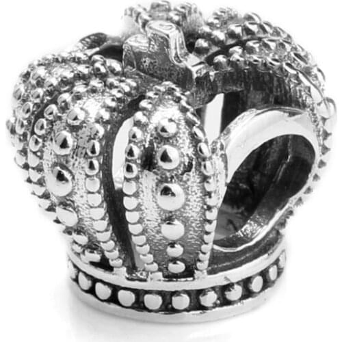 925 Sterling Silver Openwork Crown Charm Fits European DIY Bracelets Bangle Jewelry for Women Girls Lover Gift