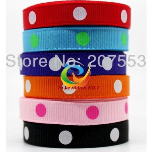 Free shipping 3/8" 10mm Polka Big Dots Grosgrain Ribbon -Free Shipping