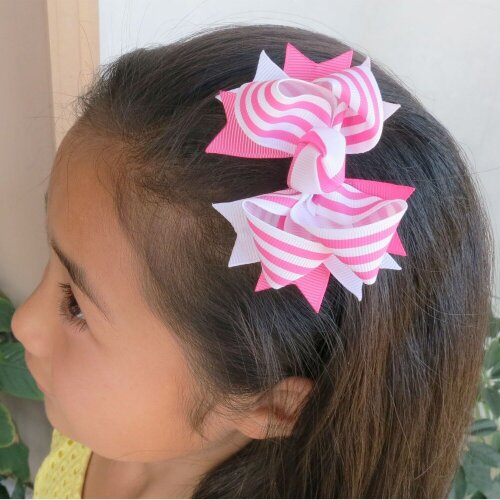 Free Shipping hand work new style 30 BLESSING Good Girl Boutique 2 Tone 3.5" Windmill Hair accessories Bow Clip