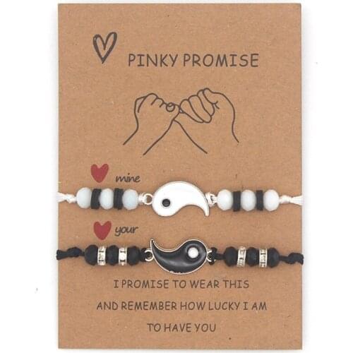 Matching Yin and Yang Bracelet Hand-woven Bracelet Adjustable Rope Bracelet Suitable for Women Girls Friendship Jewelry