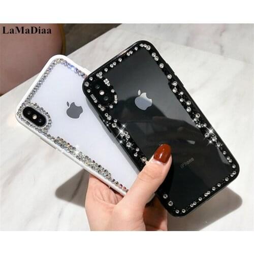 LaMaDiaa Bling Clear Phone Case For iphone X 8 7 6 6S Plus XR XS MAX Thin Slim Transparent Diamond Cases For iPhone 11 Pro MAX