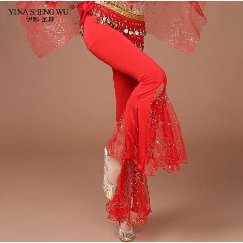 Kids Milk silk Belly Dance Pants 3 Colors Workout Bellydance Costume Pants For Bellydancer Women India Princess Sequins New