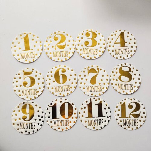 12pcs Newborn Baby Monthly Stickers Pregnant Women 1-12 Month Milestone Memory Photograph Props Kids Commemorative Card