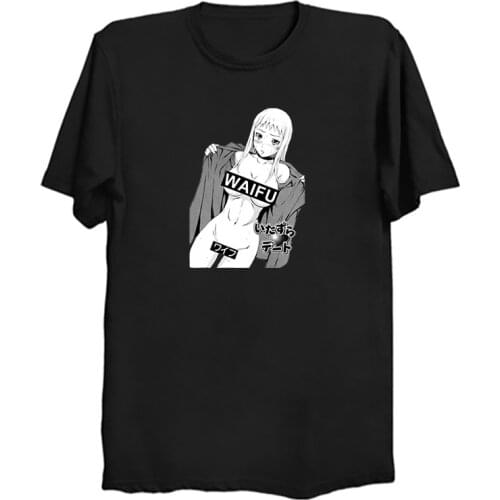 Anime Waifu Material T-Shirt Men Novelty Funny Manga Ecchi Hentai Kawaii Weeaboo Japanese PORG Fashion