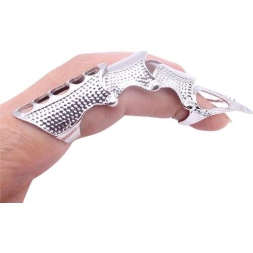 2021 New Punk Ring Rock Scroll Joint Armor Knuckle Metal Full Finger Claw Rings Halloween Articulated Metal Armor Ring Set