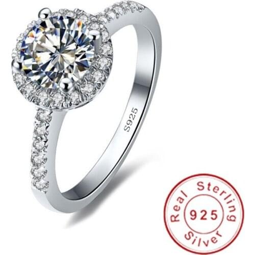 Vecalon Solitaire Promise Ring 925 sterling silver Bijou 7mm AAAAA Cz Engagement Wedding band rings for women men Jewelry