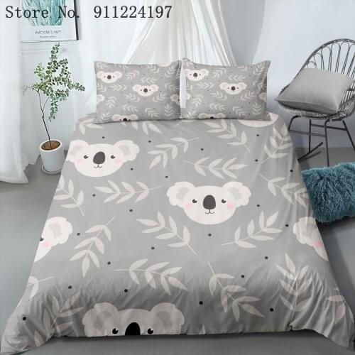 3pcs Girl Boy Bed Cover Set 3d Animal Koala Pattern Duvet Cover Adult Child Bed Sheets And Pillowcases Comforter Bedding Set