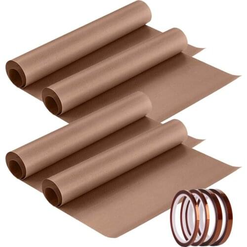 PTFE Sheet for Heat Press, 4 Pack PTFE Sheet and 4 Pack Heat Resistant Sublimation Tape for Non Stick Paper Reusable