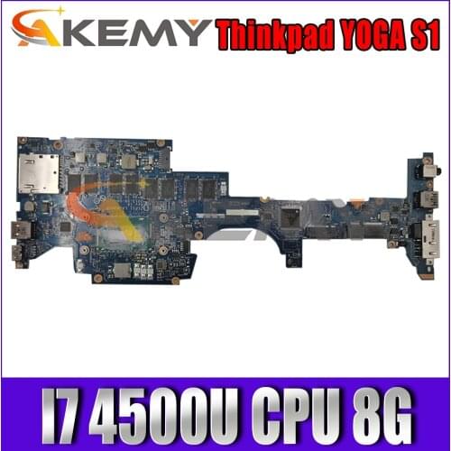 Akemy ZIPS1 LA-A341P Motherboard For Lenovo Thinkpad YOGA S1 Laptop Motherboard CPU I7 4500U 8G RAM 100% Test Work
