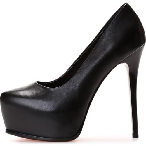 Arden Furtado spring autumn platform fashion slip on shoes genuine leather stilettos round toe evening high heels office lady