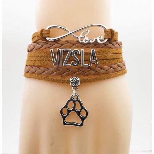 Fashion vizsla bracelet dog paw charm vizsla dog brown leather bracelet & vizsla bangles gift