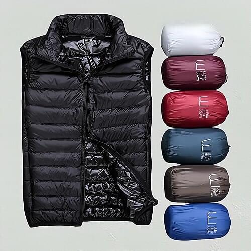 Fashion Men Down Jacket Sleeveless Vest Portability Spring Fashion Casual Coats Male Cotton-Padded Mens Vest Thicken Waistcoat