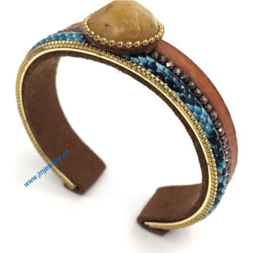 New European Jewelry Suppliers personalized azure stone charm handmade woven bracelet for women