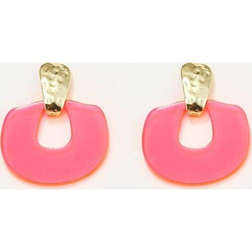 New Fashion Gold Metal Transparent Pink Acrylic Drop Earrings For Women Girls Geometric Resin Clear Dangle Earrings Jewelry