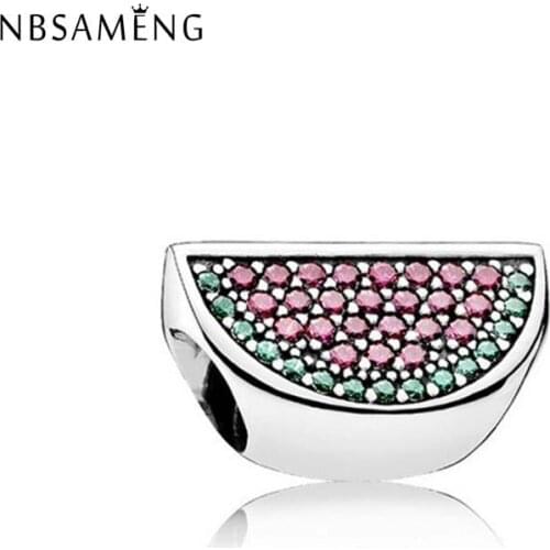 Authentic 100% 925 Sterling Silver Beads Charm Cute Watermelon Charms Fit Pandora Bracelets & Necklace Women Jewelry