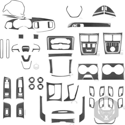 Full Kit For Dodge Charger 2015+ Car Real Carbon Fiber Interior Cover Sticker Accessories Cupholder Gear Shift Center Console