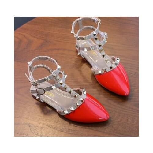 Hot Girls Roman Sandals 2021 Summer New Childrens Korean-Style Studded Perforated Soft-Sole Princess Shoes Baotou Sandals