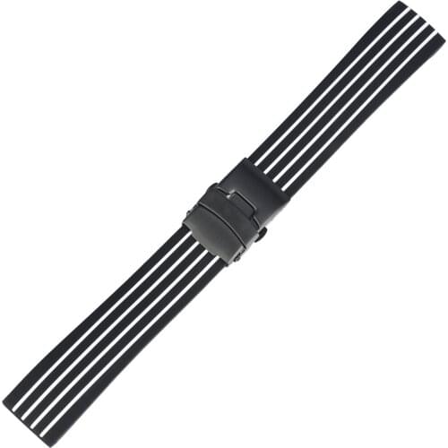 Silicone Watch Strap Folding Clasp Safety White Waterproof horloge bandjes 18mm 20mm 22mm 24mm Wristwatch Black Friday Deals