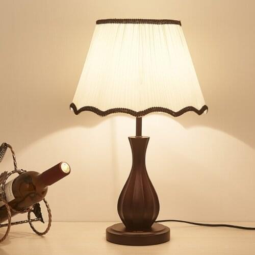 Modern Wood Table Lamp for Living Room Fabric Lampshade Bedroom Bedside Lamp Home Decor Kitchen Dining Room LED Light Fixtures