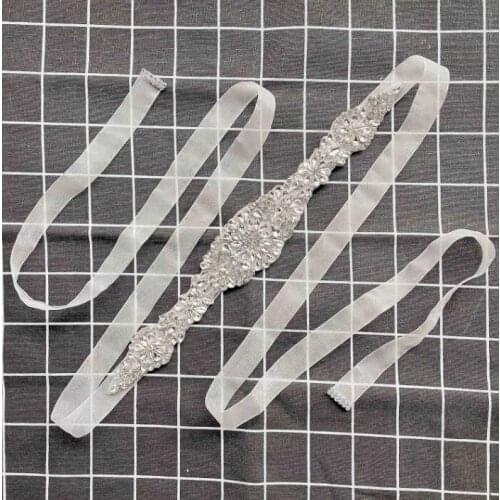 Bridal Waist Diamond Wedding Dress Waist Cover Womens Party Girl Dress Accessories Rhinestone Belt Embellishment White