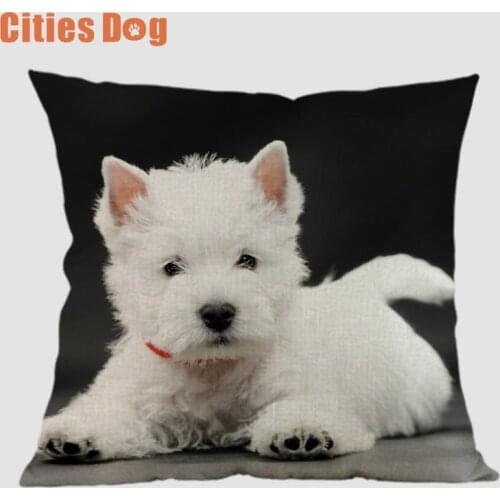 Wedding decoration cushion cover linen West Highland White Terrier Animal dog Square Printed pillowcase decorative pillows