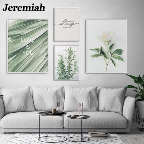 Nordic Fresh Palm Plant Canvas Poster Light Green Leaves and Flowers Nature Art Picture Print Home Decoration Frameless Painting