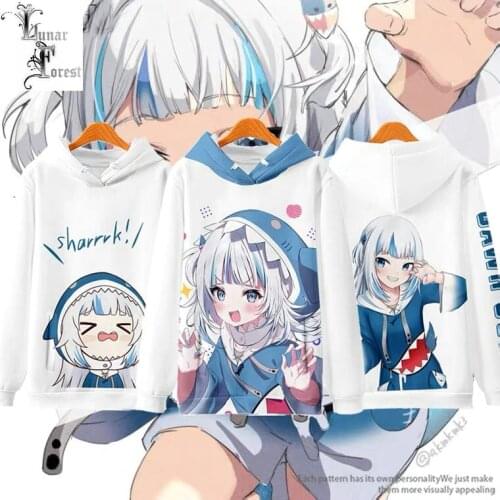 2021 VTuber Gawr gura 3D Print Men/Women Autumn Fashion Hip hop Japanese Hoodies Sweatshirt Long Sleeves Pollover Clothes