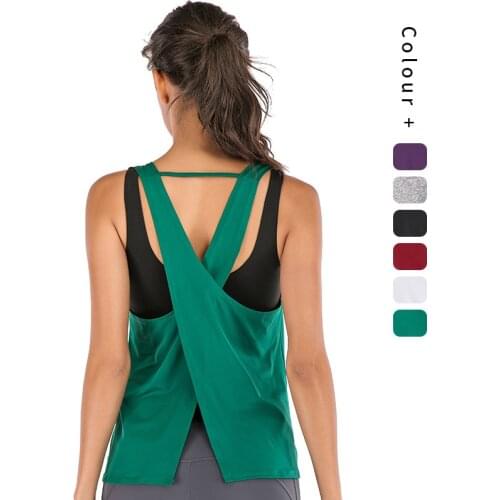 Yaga Tops Workout Training Sports Tank Open Back Fitness Athletic Shirts Women Gym Running Vest Without Sleeve Sportswear