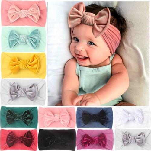 Toddler Comfortable Soft Nylon Headband Cute Handmade Bowknot Elastic Hairband Fashion Infant Bows Headwear Photography Props