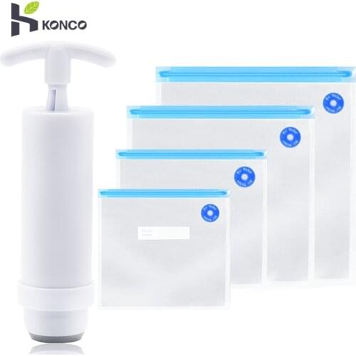 Konco Kitchen Plastic Bag Reusable Vacuum food Preservation Bag Cooked Foods Sealing Storage Fresh Keeping Bags for Vegetable