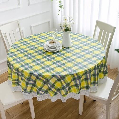 Household Round Table Waterproof Tablecloth PVC Tablecloth Oil-Proof Round Plaid Cloth