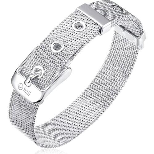 925 Silver Bracelets Women Fashion Jewelry Watchband Chain Bracelet Pulsera Femme Christmas Gift Chunky Chain Link Bracelet