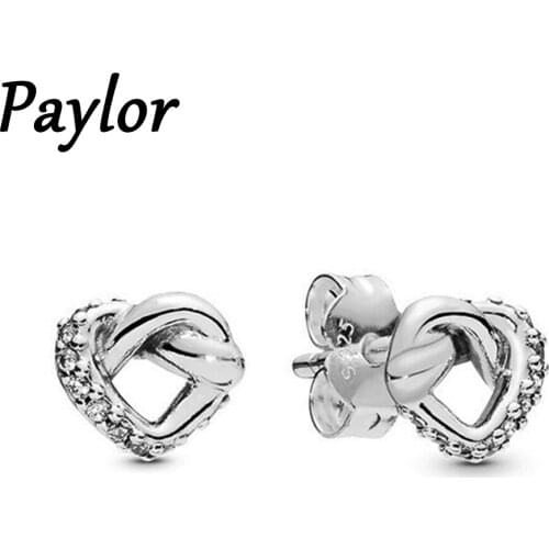 New Fashion Shining CZ Zircon Interwoven Love Stud Earrings For Women Silver Color Engagement Earrings Femme Jewelry Brincos