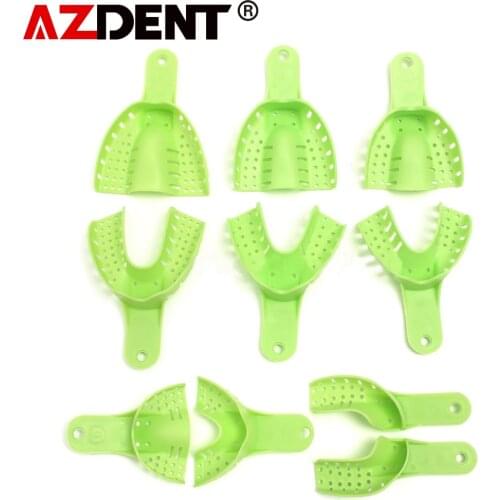 10Pcs/set Dental plastic steel impression tray impression metal mesh 10pcs Plastic Metal Materials Dental Impression Trays