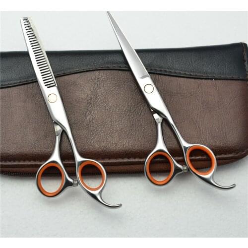2Pcs 6 Inch 17.5cm Customized Logo Professional Human Hair Scissors Hairdressing Scissors Cutting Shears Thinning Scissors C1008